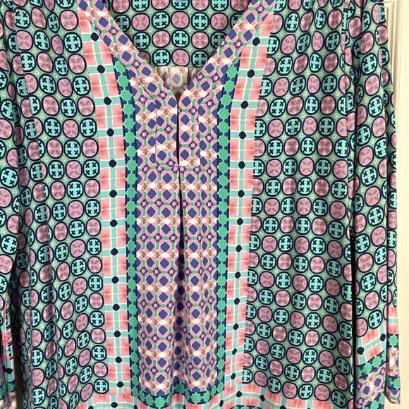 Southern Tide Women Sz XL Blue Purple Blouse Coastal Summer Casual Tunic Top H3 - Picture 8 of 12